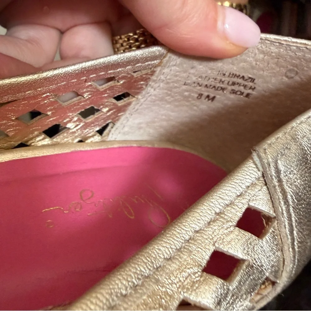 Lily Pulitzer Gold Wedge Heels - Picture 4 of 4